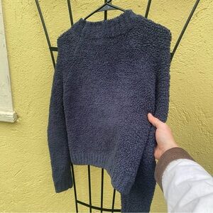 Blue fuzzy cropped sweater